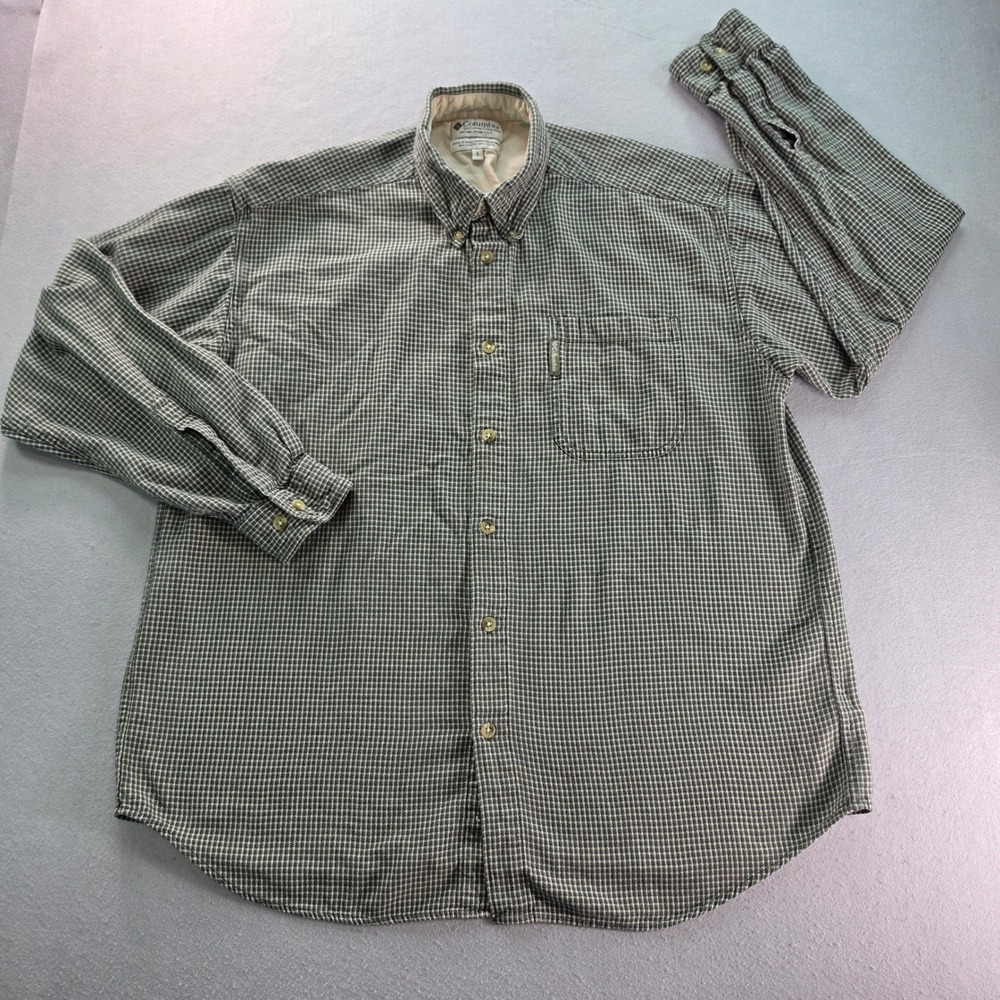 Columbia Sportswear Mens XL Green Micro Check Shirt Outdoorsy Gorpcore